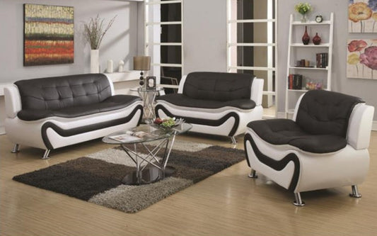 Sofa Set - 3 Piece - Black & White