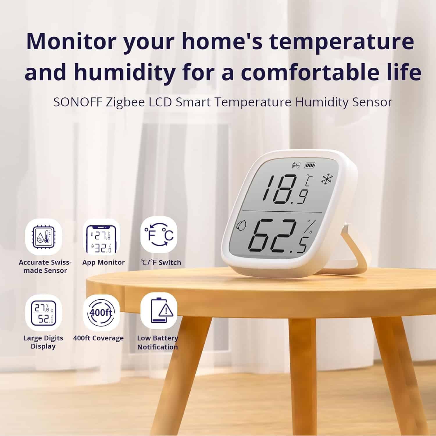 Sonoff SNZB 02D - Sensor Temperatura y Humedad con Display LCD Zigbee - Imagen 2
