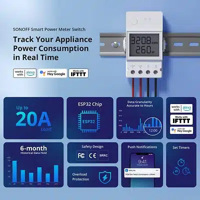 Sonoff POW ELIT - Relé Interruptor Inteligente Medidor Energia 25A WiFi - Imagen 3